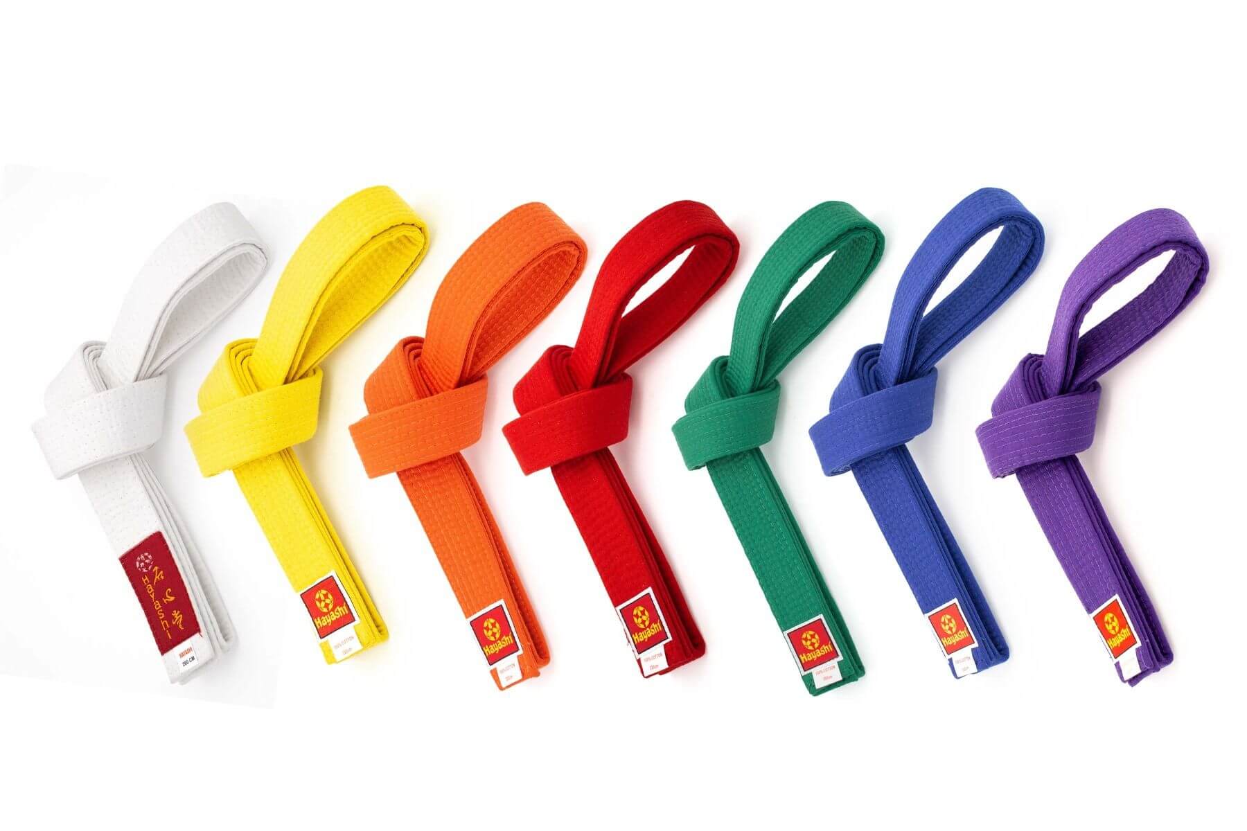 Martial arts belt "Hayashi" White, Yellow, Orange, Green