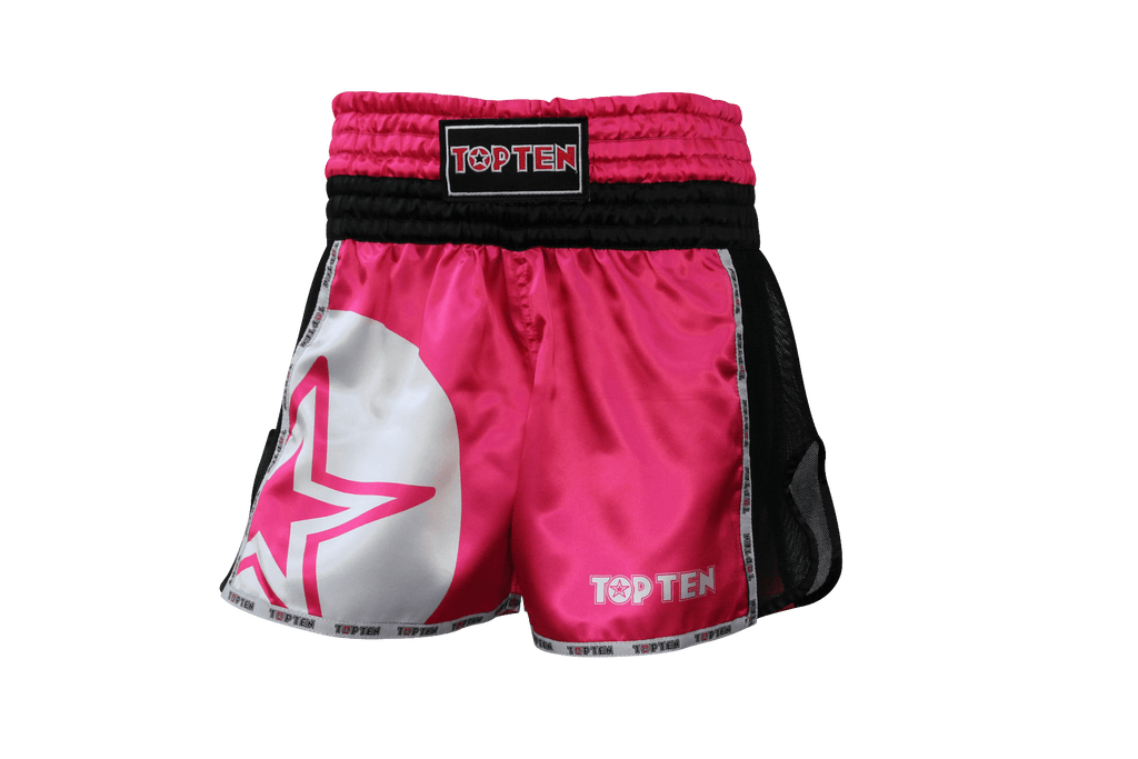 thai-kickboxing-shorts-topten-star-pink-front