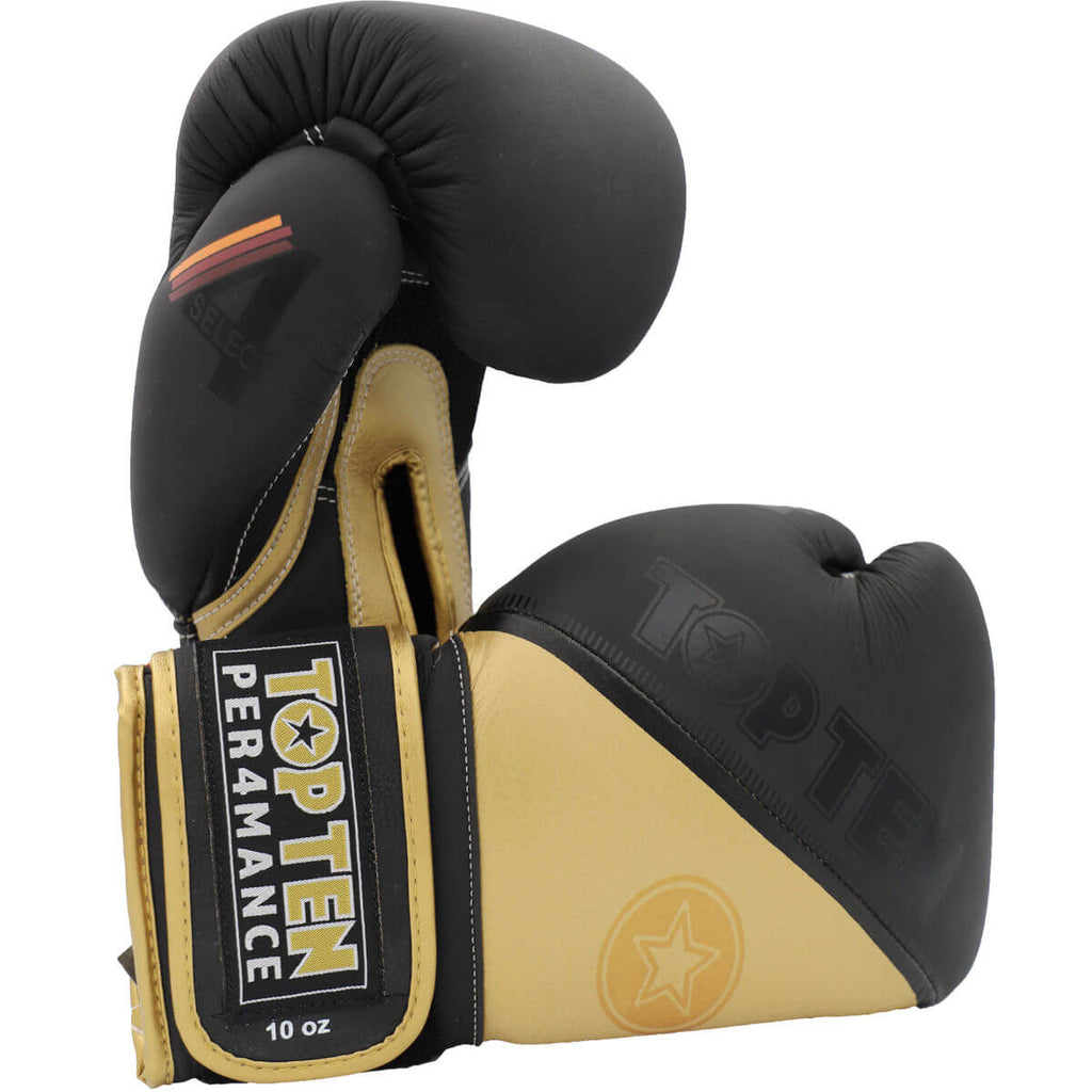 Boxhandschuhe "4Select" Leder Gold-Schwarz