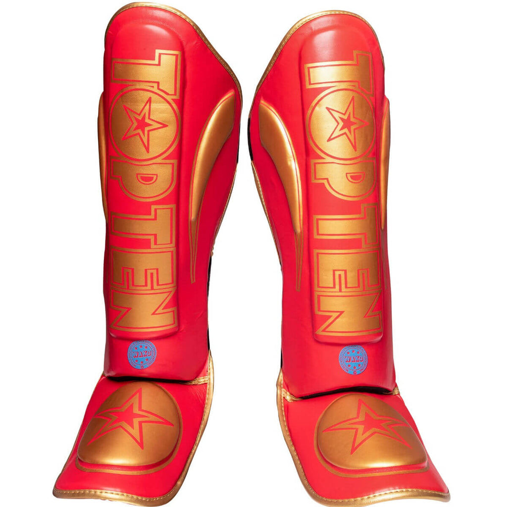 Schienbeinschutz „Star Light WAKO“ Rot-Gold